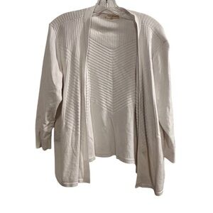 Retrology Women's Open Cardigan Sweater XL Ivory Ribbed Lightweight Casual